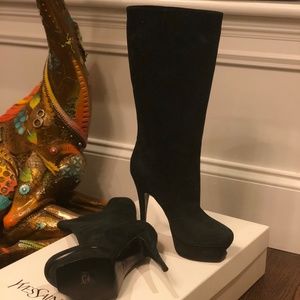 Yves Saint Laurent Green Suede Boots